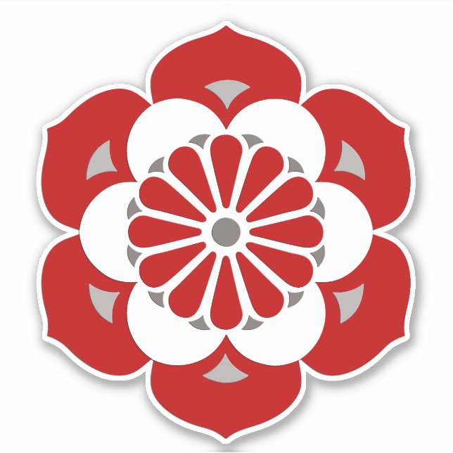 Lotus Flower Mandala, Dark Red, Grey and White (Front)