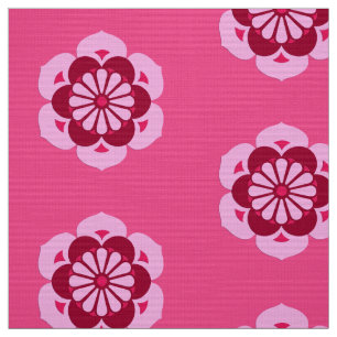 Lotus Flower Mandala, Fuchsia Pink and Burgundy Fabric