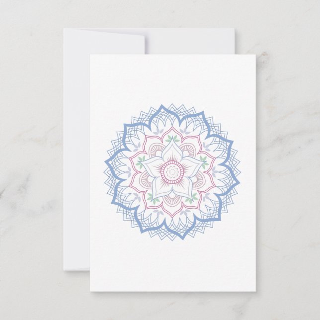 Lotus flower mandala in soft pastel colours RSVP card (Front)
