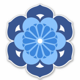 Lotus Flower Mandala, Indigo and Light Blue