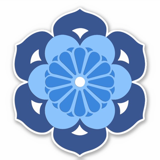 Lotus Flower Mandala, Indigo and Light Blue (Front)