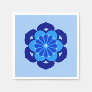 Lotus Flower Mandala, Indigo and Light Blue Napkin