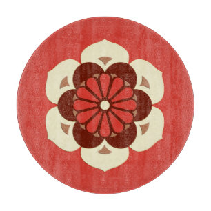 Lotus Flower Mandala, Mandarin Orange Cutting Board