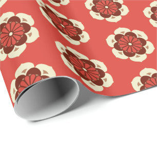 Lotus Flower Mandala, Mandarin Orange Wrapping Paper