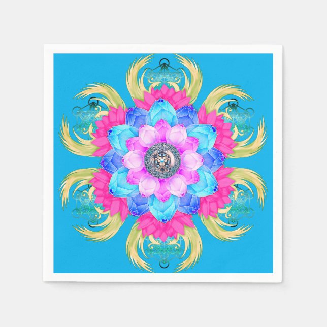 Lotus Flower Mandala Paper Napkins (Front)