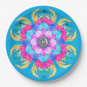 Lotus Flower Mandala Paper Plates