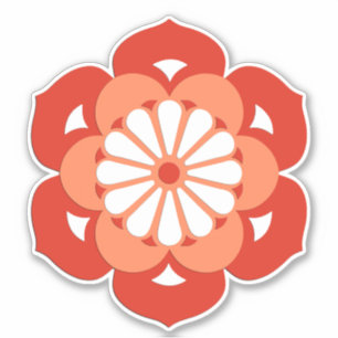 Lotus Flower Mandala, Pastel and Mandarin Orange