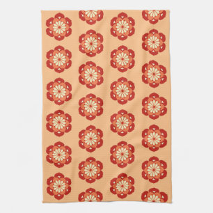 Lotus Flower Mandala, Pastel and Mandarin Orange  Kitchen Towel