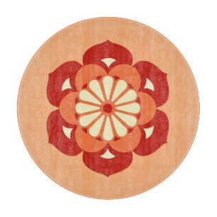 Lotus Flower Mandala, Pastel Orange and Mandarin Cutting Board