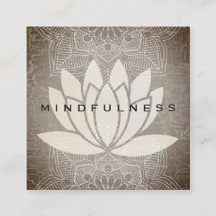 Lotus Flower Mandala Pattern Marbled Texture Square Business Card