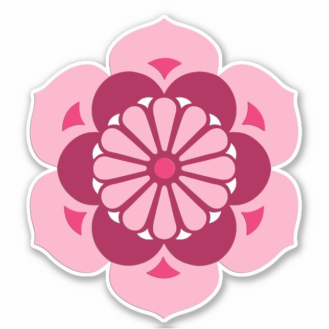 Lotus Flower Mandala, Pink, Fuchsia and Burgundy (Front)