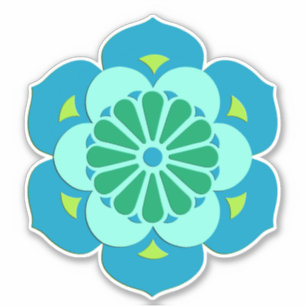 Lotus Flower Mandala, Sky Blue and Light Aqua