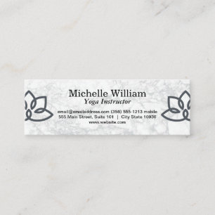 Lotus Flower Marbled Yoga Teacher Yoga Studio Mini Business Card