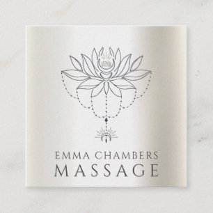 Lotus Flower Massage Therapist Pearlescent  Square Business Card