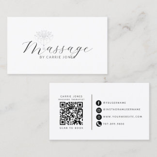 Lotus Flower Massage Therapist QR Code Business Card