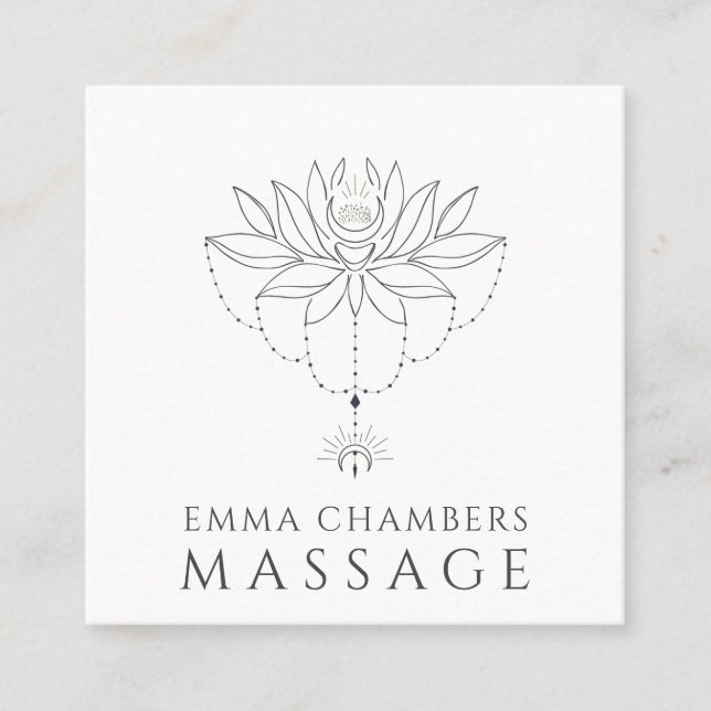 Lotus Flower Massage Therapist  Square Business Card (Front)
