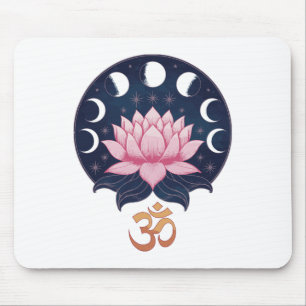 Lotus Flower Moon Phases Zen Yoga Lover Spiritual  Mouse Pad