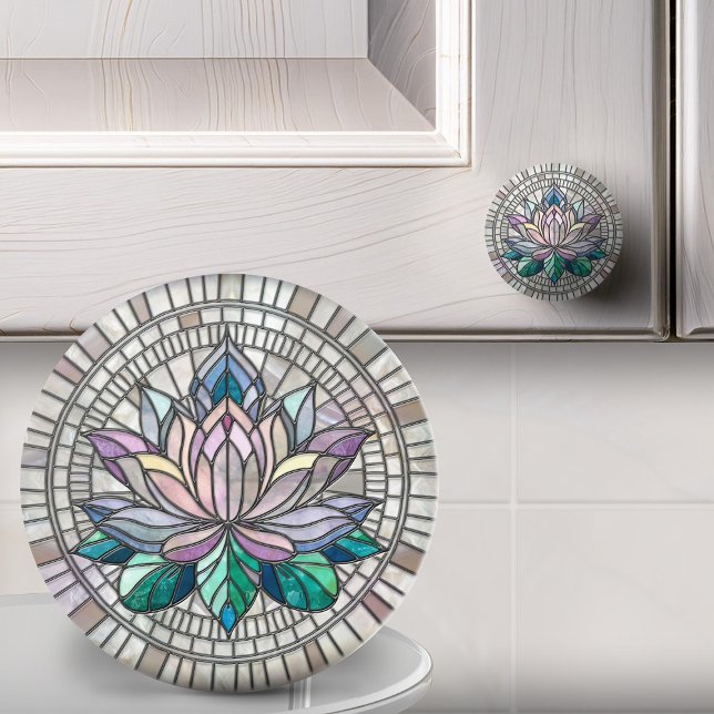 Lotus Flower Mosaic Art Ceramic Knob (Creator Uploaded)