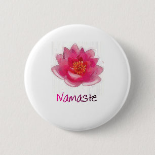 Lotus Flower "Namaste" Yoga Gifts 2 Inch Round Button