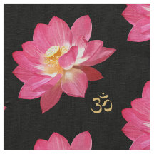 Lotus Flower Om Fabric blk