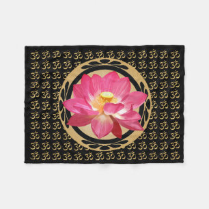 Lotus Flower Om Fleece Blanket 30"x40"