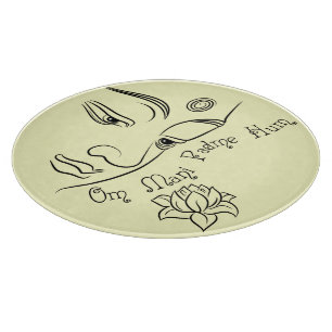 Lotus flower Om Mani Padme Hum Black Cutting Board