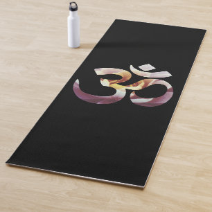 Lotus Flower Om Mantra Yoga Mat Meditation Dark