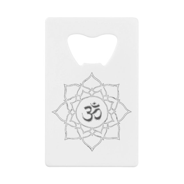 Lotus Flower Om Symbol Drawing Credit Card Bottle Opener (Front)