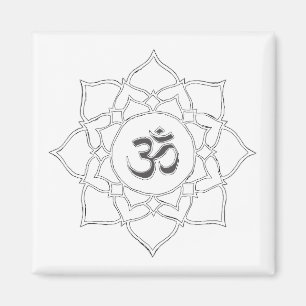 Lotus Flower Om Symbol Drawing Magnet