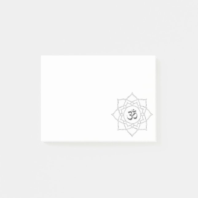 Lotus Flower Om Symbol Drawing Post-it Notes (Front)