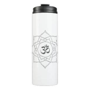 Lotus Flower Om Symbol Drawing Thermal Tumbler