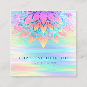 lotus flower pastel colours aesthetician square business card