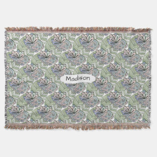 Lotus Flower Pattern custom name throw blanket