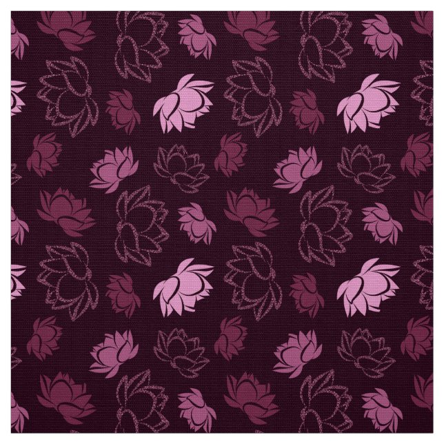 Lotus Flower Pattern in Burgundy colour Fabric (Swatch)