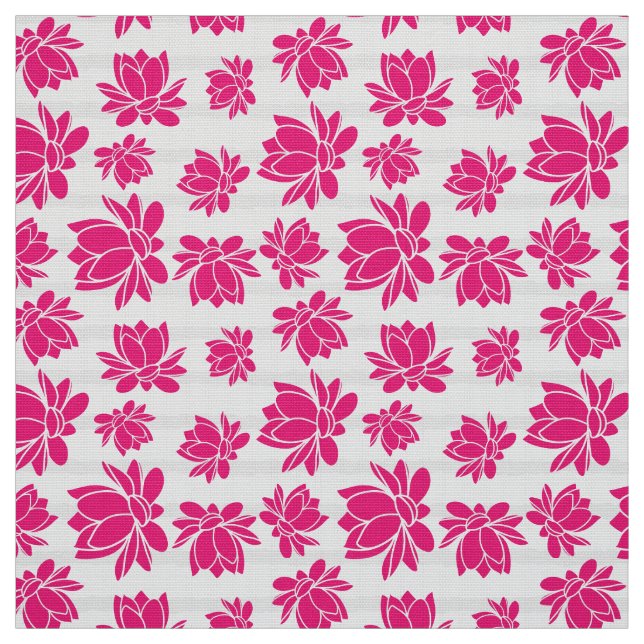Lotus Flower Pattern in Pink Colour Fabric (Swatch)