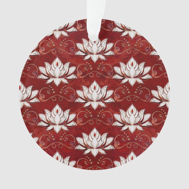 Lotus flower pattern - red marble and gold ornament (Front)