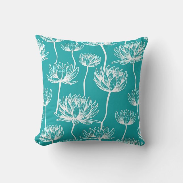 Lotus Flower pattern Throw Pillow (Front)