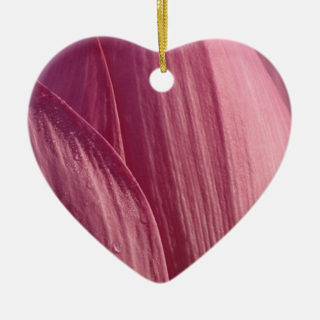 Lotus Flower Petals Pink Floral Ceramic Ornament (Front)