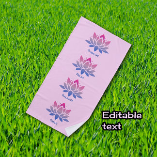 Lotus flower pink your text beach towel