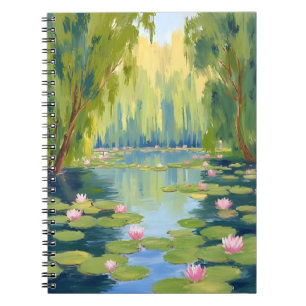 Lotus Flower Pond   Green Watercolor Nature Notebook