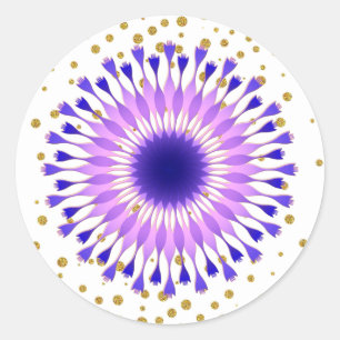 Lotus Flower Purple Gold Confetti Classic Round Sticker