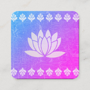 Lotus Flower Purple Marbled Ornate Pattern Square Business Card