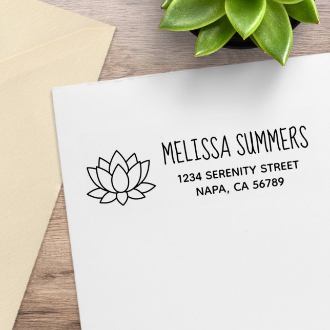 Lotus Flower Return Address Rubber Stamp (Creator Uploaded)