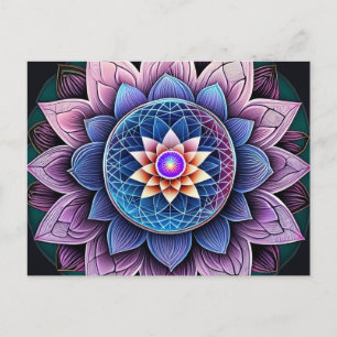 Lotus Flower Sacred Geometry Throat Chakra Reiki  Postcard