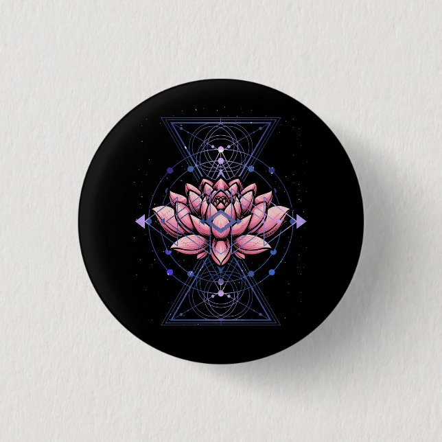 Lotus Flower Sacred Geometry Yoga Meditation Spiri 1 Inch Round Button (Front)