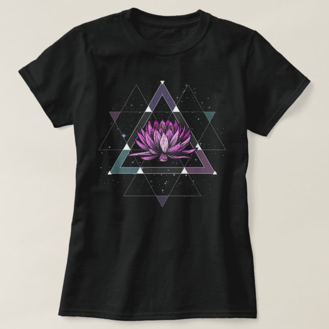 Lotus Flower Sacred Geometry Yoga Meditation Spiri T-Shirt (Design Front)