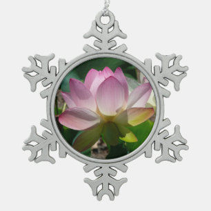 Lotus Flower Snowflake Pewter Christmas Ornament