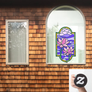 Lotus Flower Stained Glass Privacy  Window Cling
