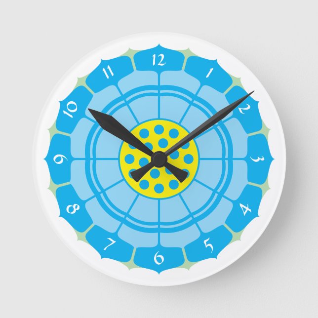 Lotus Flower Template Round Clock (Front)
