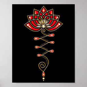 Lotus Flower Unalome Yoga Meditation Awareness Zen Poster